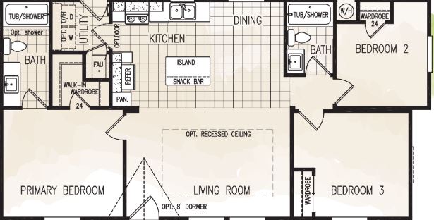 FairPoint 24463A Manufactured Home Floor Plan